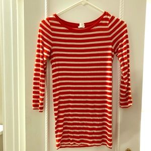 Striped Burnt Orange Club Monaco Tshirt 3/4 Sleeve